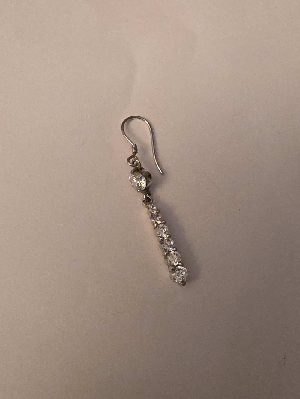 Single Sterling Silver Cubic Zirconia Drop Earring